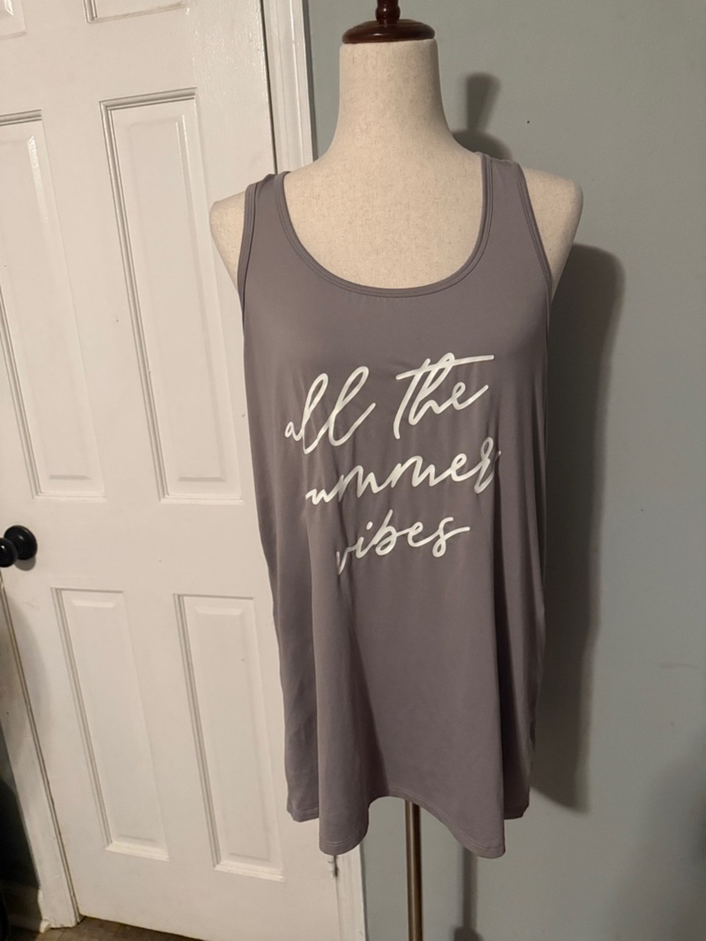 Champion Gray Graphic Tank with 'all the summer vibes' Script